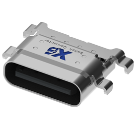 XB-ATCF-08-003 TYPE C 8P female waterproof stretch shell four-leg jacket (foot distance 4.0) L=7.65MM, SMT non-exposed charging version